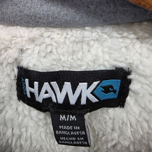 Tony Hawk Men's Sherpa Lined Fleece Shirt Jacket Shacket Hooded Aztec Blue M - Picture 3 of 13